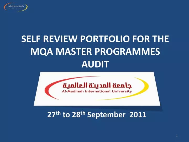 self review portfolio for the mqa master programmes audit