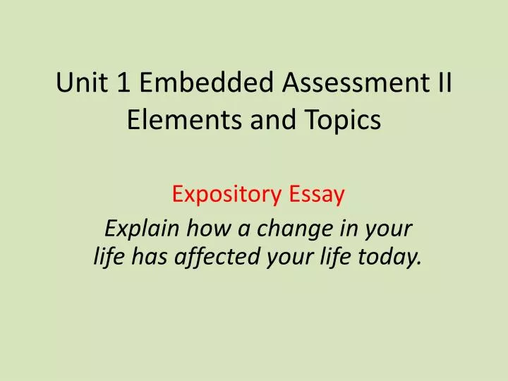 unit 1 embedded assessment ii elements and topics