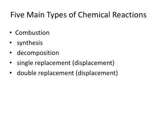 Five Main Types of Chemical Reactions