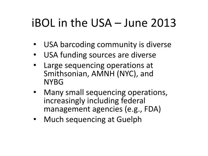 ibol in the usa june 2013
