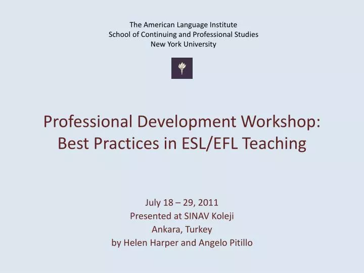 professional development workshop best practices in esl efl teaching