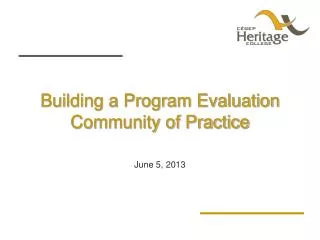 Building a Program Evaluation Community of Practice