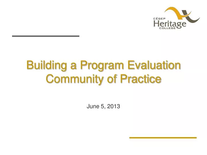 building a program evaluation community of practice