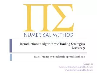 Introduction to Algorithmic Trading Strategies Lecture 5