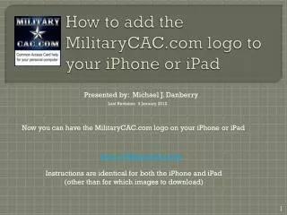 How to add the MilitaryCAC logo to your iPhone or iPad