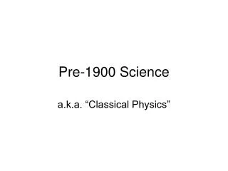 Pre-1900 Science