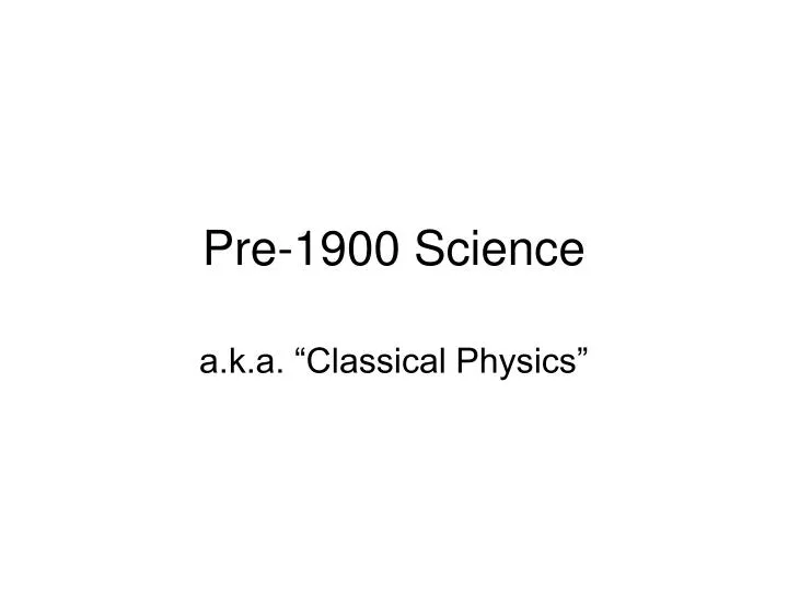 pre 1900 science