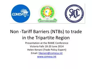 Non -Tariff Barriers (NTBs) to trade in the T ripartite R egion