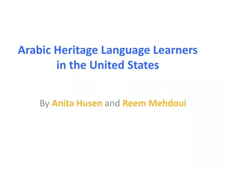 arabic heritage language learners in the united states