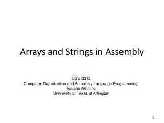Arrays and Strings in Assembly