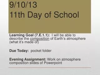 9 10 13 11th day of school