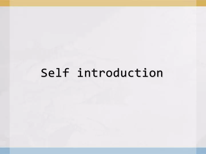 self introduction