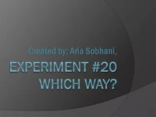 Experiment #20 Which Way?