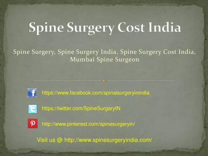 spine surgery cost india