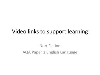 Video links to support learning