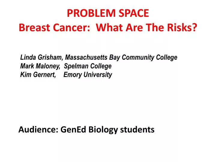 problem space breast cancer what are the risks