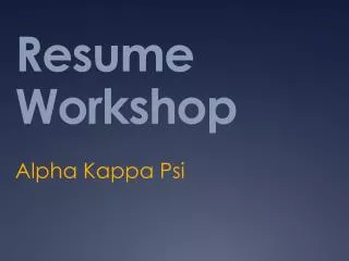 Resume Workshop