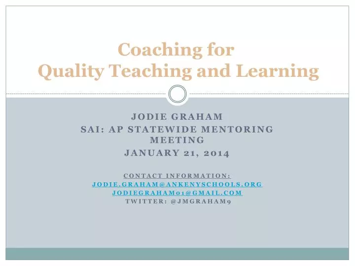 coaching for quality teaching and learning