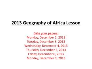 2013 Geography of Africa Lesson