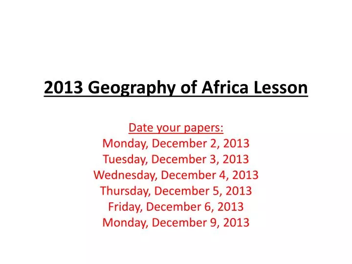 2013 geography of africa lesson