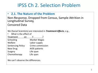 IPSS Ch 2. Selection Problem
