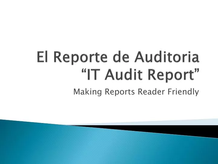 el reporte de auditoria it audit report