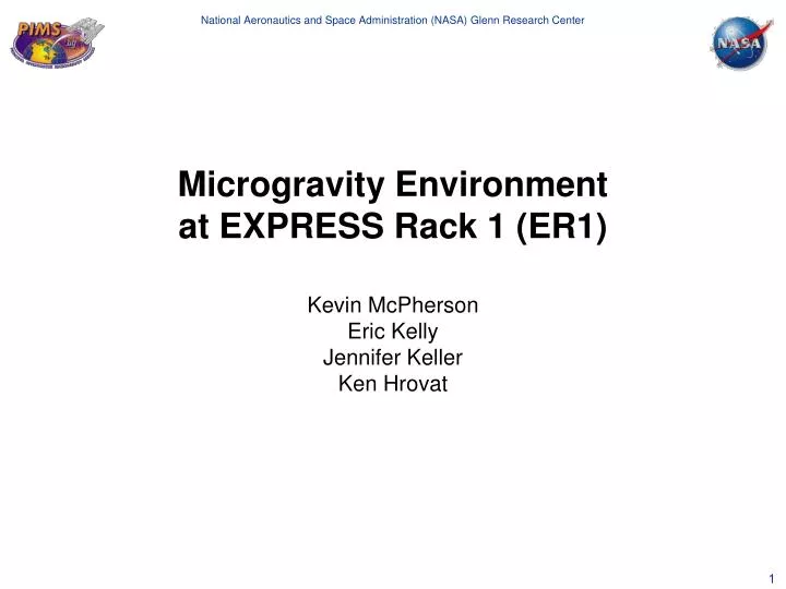 microgravity environment at express rack 1 er1