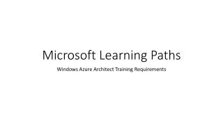 Microsoft Learning Paths