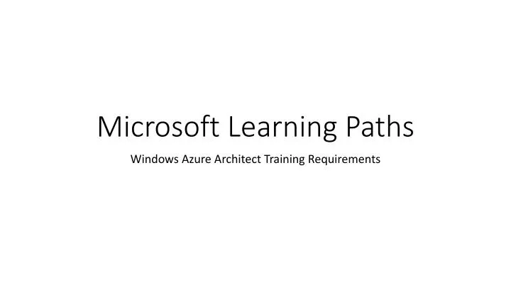 microsoft learning paths