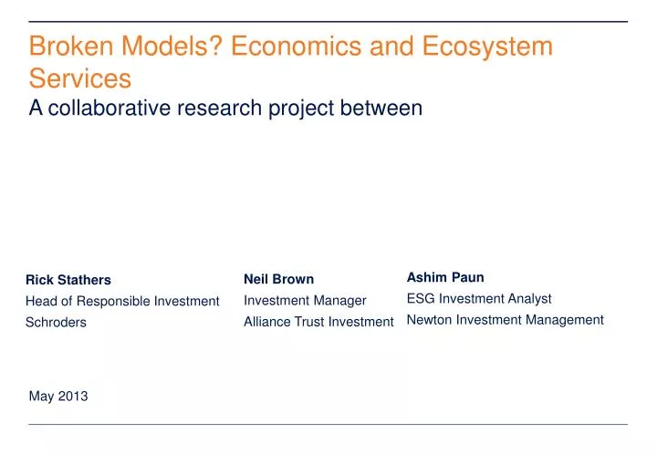 broken models economics and ecosystem services