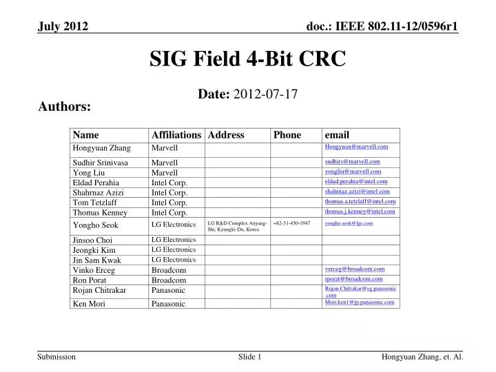 sig field 4 bit crc