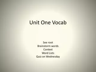 Unit One Vocab