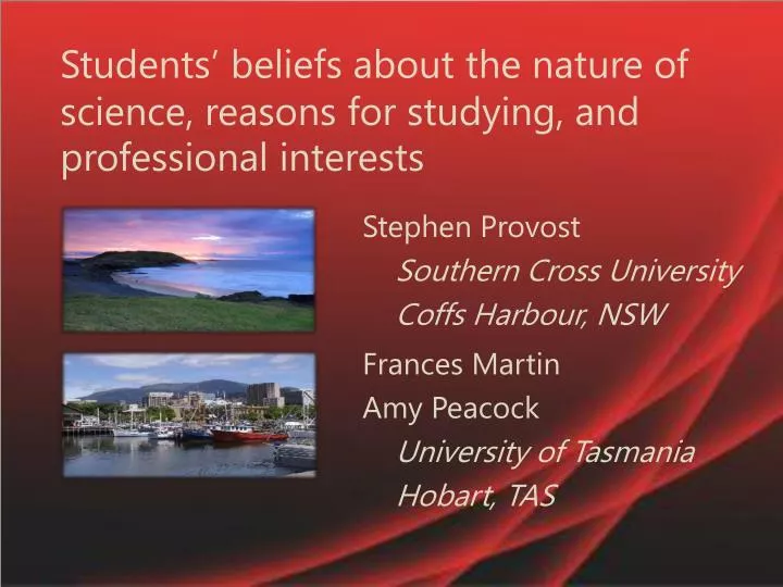 students beliefs about the nature of science reasons for studying and professional interests