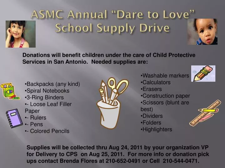 asmc annual dare to love school supply drive