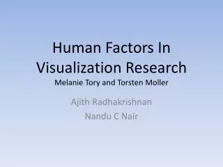 Human Factors In Visualization Research Melanie Tory and Torsten Moller