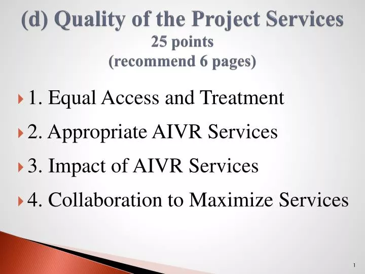 d quality of the project services 25 points recommend 6 pages