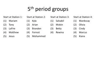 5 th period groups
