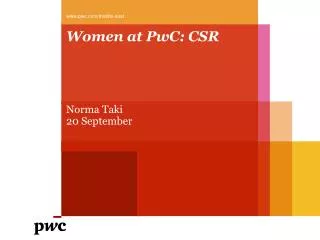 Women at PwC : CSR