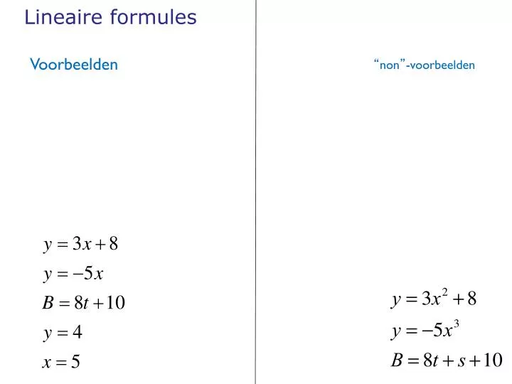 lineaire formules