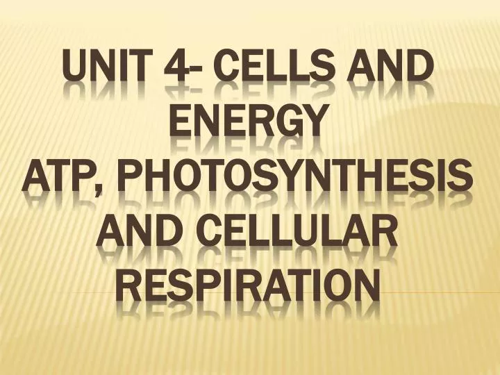 unit 4 cells and energy atp photosynthesis and cellular respiration