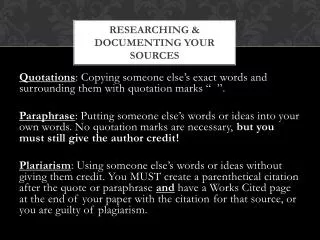 Researching &amp; documenting your sources