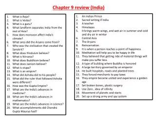 Chapter 9 review (India)
