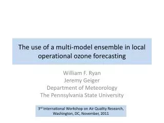 The use of a multi-model ensemble in local operational ozone forecasting