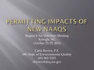 permitting impacts of new naaqs