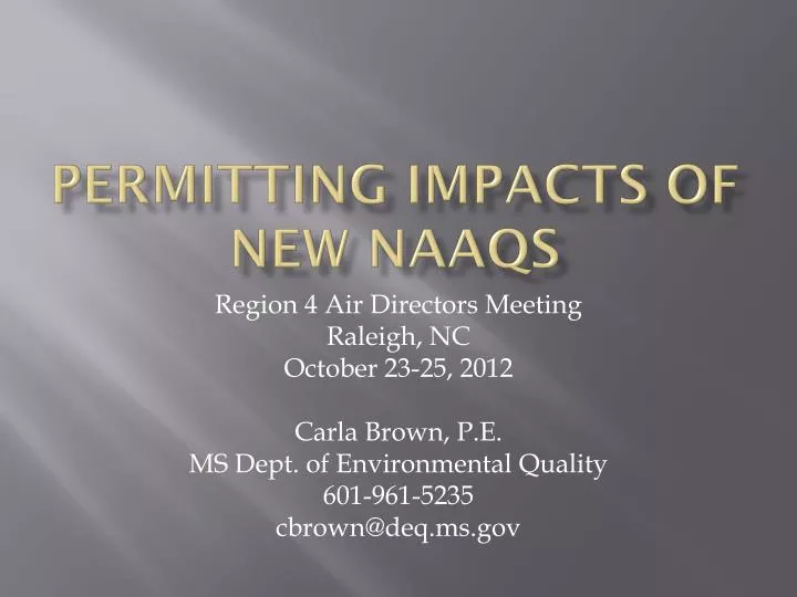 permitting impacts of new naaqs