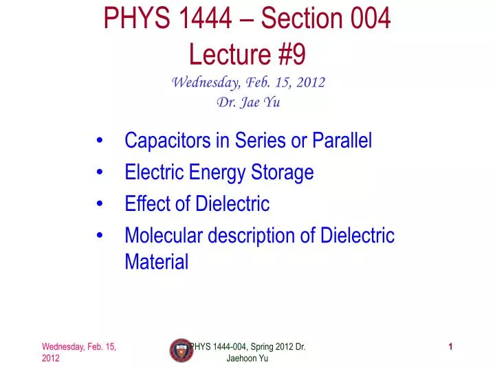 phys 1444 section 004 lecture 9