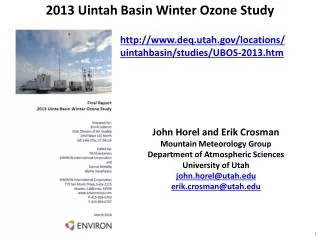 2013 Uintah Basin Winter Ozone Study