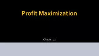 Profit Maximization