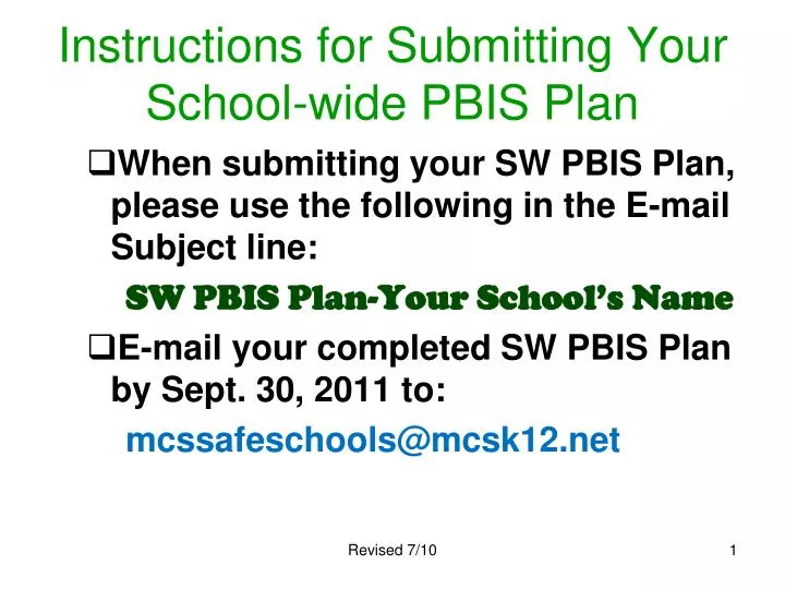 instructions for submitting your school wide pbis plan
