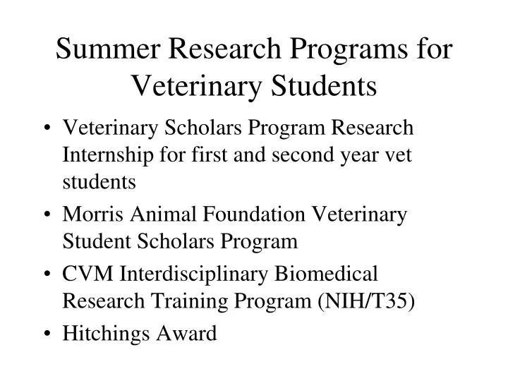 summer research programs for veterinary students